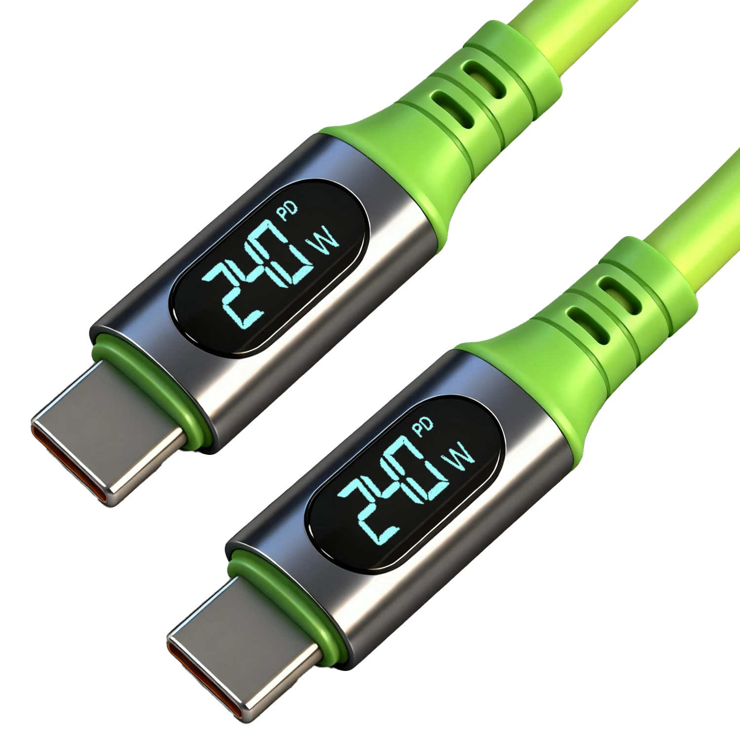 ตัวเลือกสินค้า สายชาร์จ USB-C เร็วสูง 240W พร้อมจอ LED สำหรับ iPhone Samsung Xiaomi