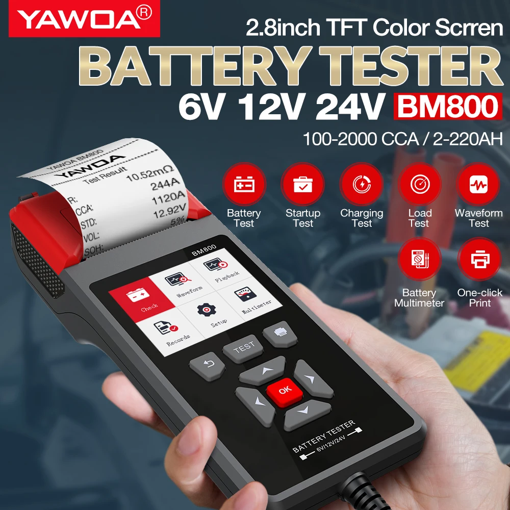 BM800CarBatteryTesterwithPrinter6V12V24VBatteryAnalyzer
