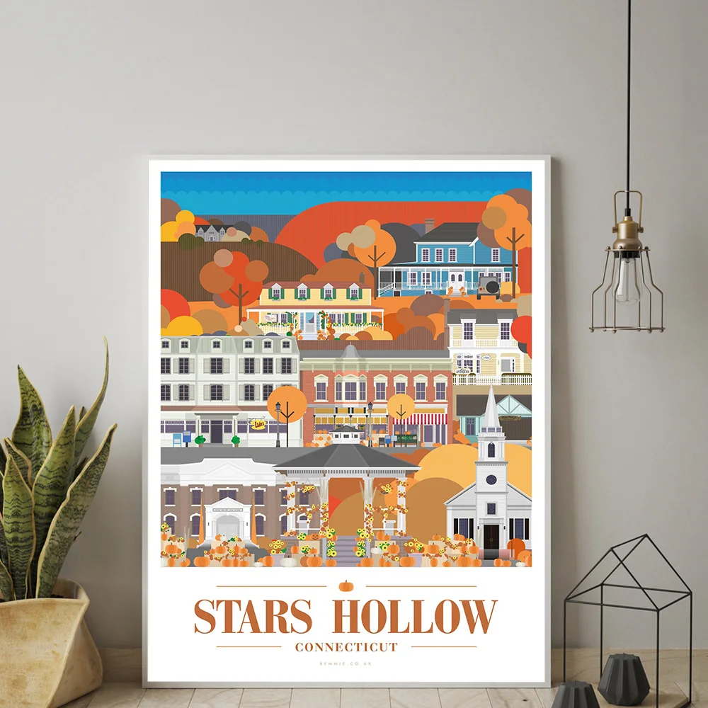 Classic Poster Gilmore Girls Abstract Print STARS HOLLOW Wall Art Picture Canvas Painting for Room Decor _ - Mobile