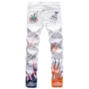 High Elastic Slim Fit 3D Color Printing Black White Pants Skeleton Graffiti Street Chaopai Men's Jeans 5