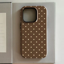 Luxury Brown Red Polka Dot Double - Layer Phone Case with Enhanced Protection for iPhone 14 Plus (FLR - 317FLR2A1)