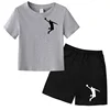 Summer Children's Sports Set Men's and Women's Sports T-shirt Short Sleeve Shorts Leisure Set Gift Preferred 3-13 Years Old 1