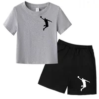 Summer Children's Sports Set Men's and Women's Sports T-shirt Short Sleeve Shorts Leisure Set Gift Preferred 3-13 Years Old 1