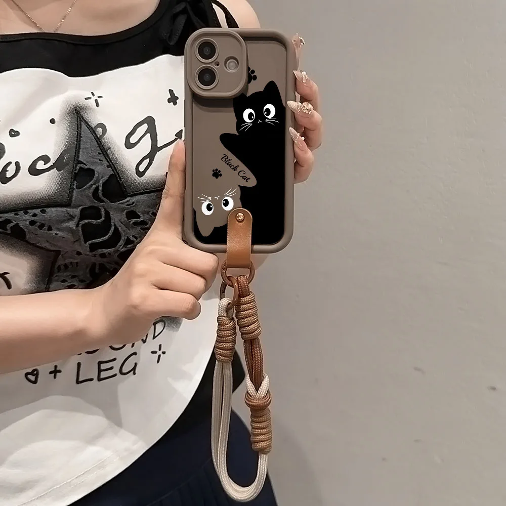 Lovely Cat Design Wrist Lanyard Case with Hand Strap Cover