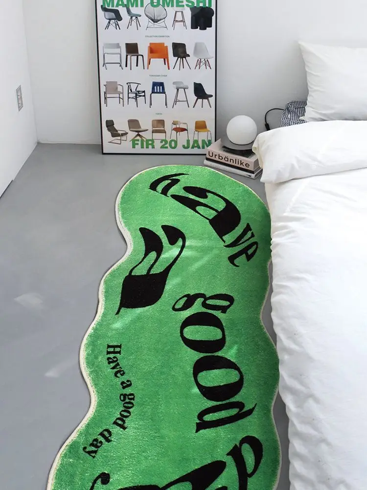 

Anime Home Soft Fur Rugs “have a good day”Floor Mat Bedroom Makeover Bedside Sofa Fluffy Non-Slip Absorbent Carpet Furry Decor