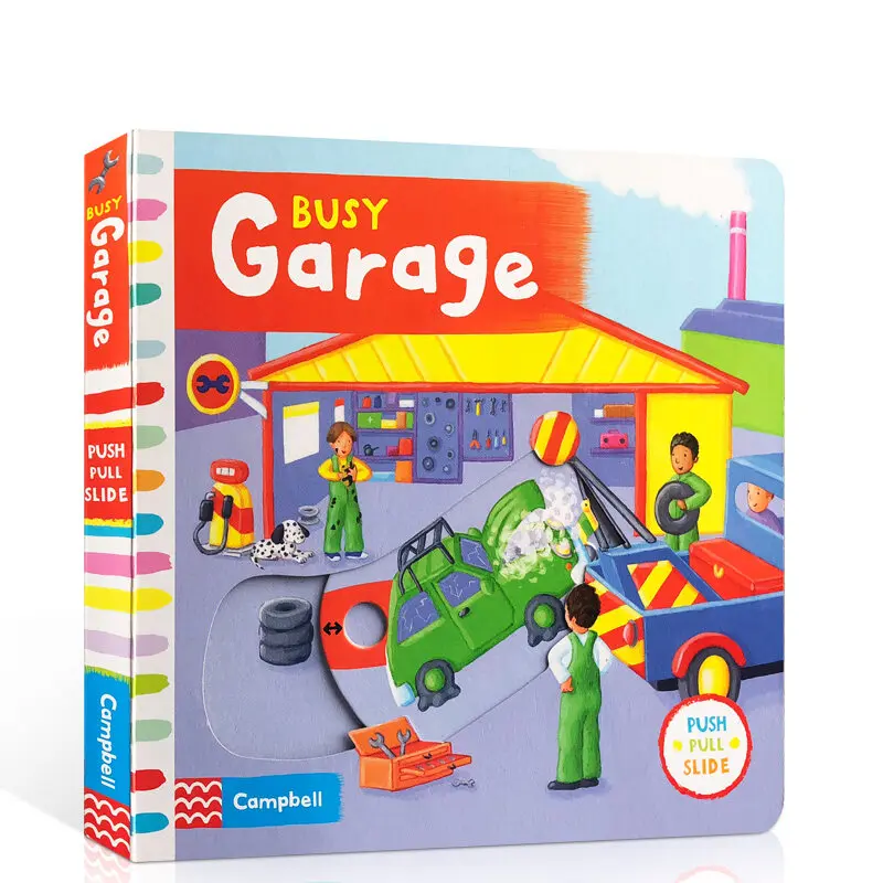 

Milu Original English Picture Book Busy Garage Board Agency Operation Toddler