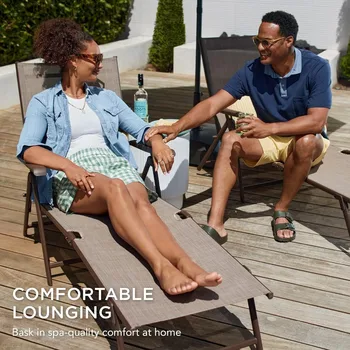 Set of 2 Outdoor Patio Chaise Lounge Chair Adjustable Reclining Folding Pool Lounger for Poolside,Backyard,250lb Weight Capacity 1