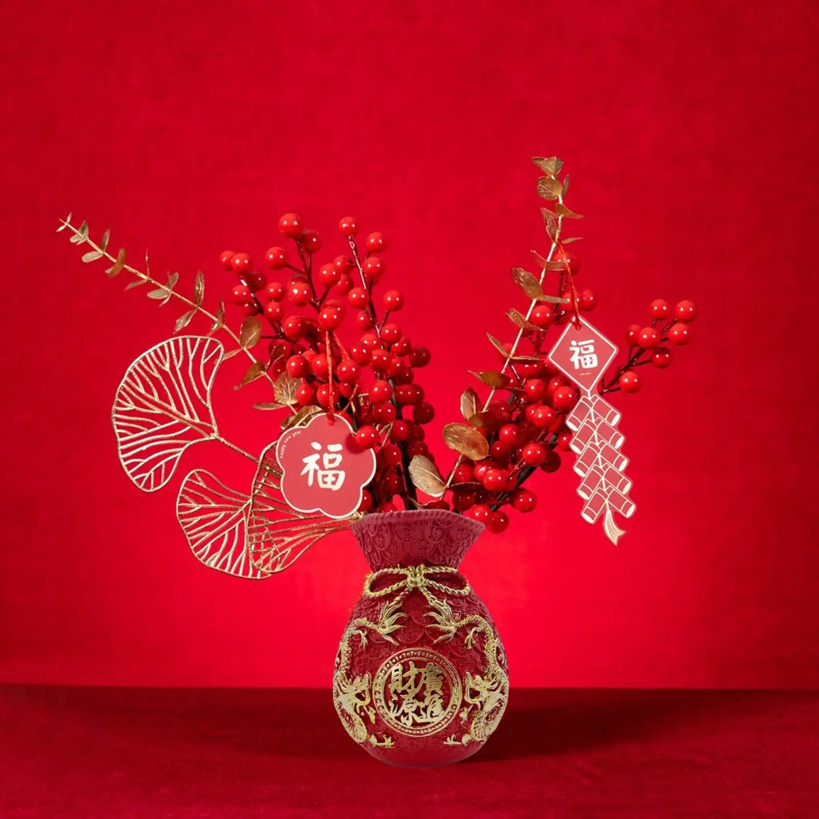 Wealth Figurine Flower Vase Art Money Bag Shape Vase for Desk Shelf Bedroom