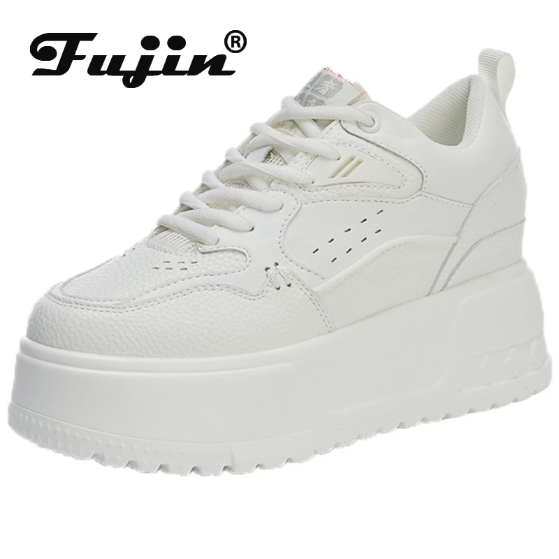 

Fujin 9cm Microfiber Women Platform Wedge Chunky Sneakers Causal Walking Breathable Vulcanize Comfy Fashion Skate Board Shoes