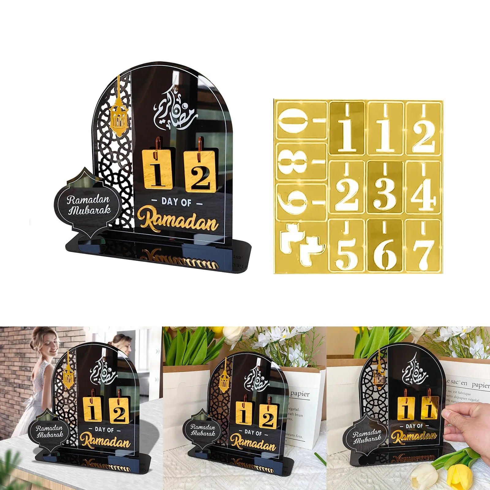 

Countdown To Ramadan Acrylic Calendar Ornament For Table Centerpiece Bookshelf Home Office Decor Muslim Eid al-Fitr DIY Days