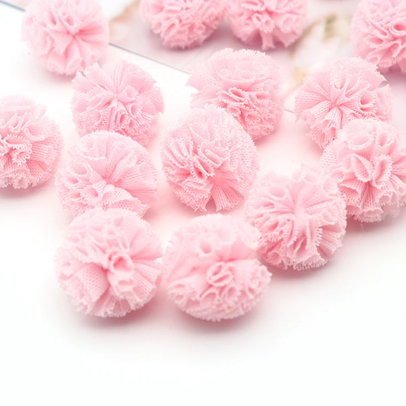 2.5 Cm Lace Gauze Elastic Flower Ball DIY Craft Supplies Hair Ornament Pendant Jewelry Material Yarn Ball Pom Poms 30-60 Pieces craft supplies pom poms craft supplies