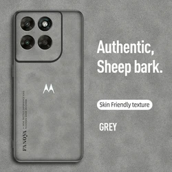 Premium Sheepskin Leather Business Logo Shockproof Slim Case for Motorola Edge 70 Ultra (GRAY)
