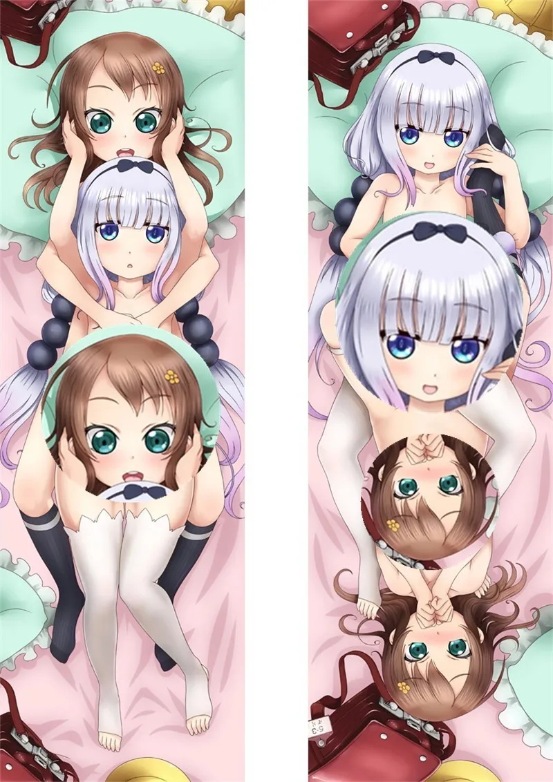 

Anime Miss Kobayashi's Dragon Maid Kanna Kamui Saikawa Riko Cosplay Dakimakura Pillow Case Hugging Body Xmas Gift