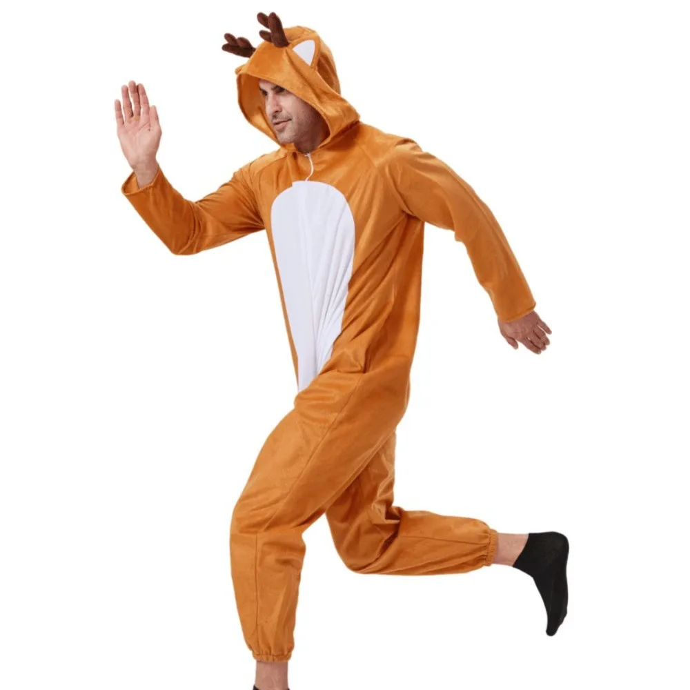 New Christmas Elk One-piece Suit Couple Men and Women Funny Party Stage Props Bar One-piece Pajamas Adult Onesie Sa9b7373f1a584336b59de1b1a60ec425z