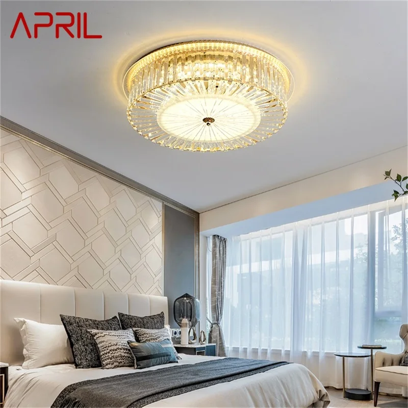 

APRIL LED Ceiling Lighting Luxury Crystal Lamp Fixtures Home For Dining Room Decoration