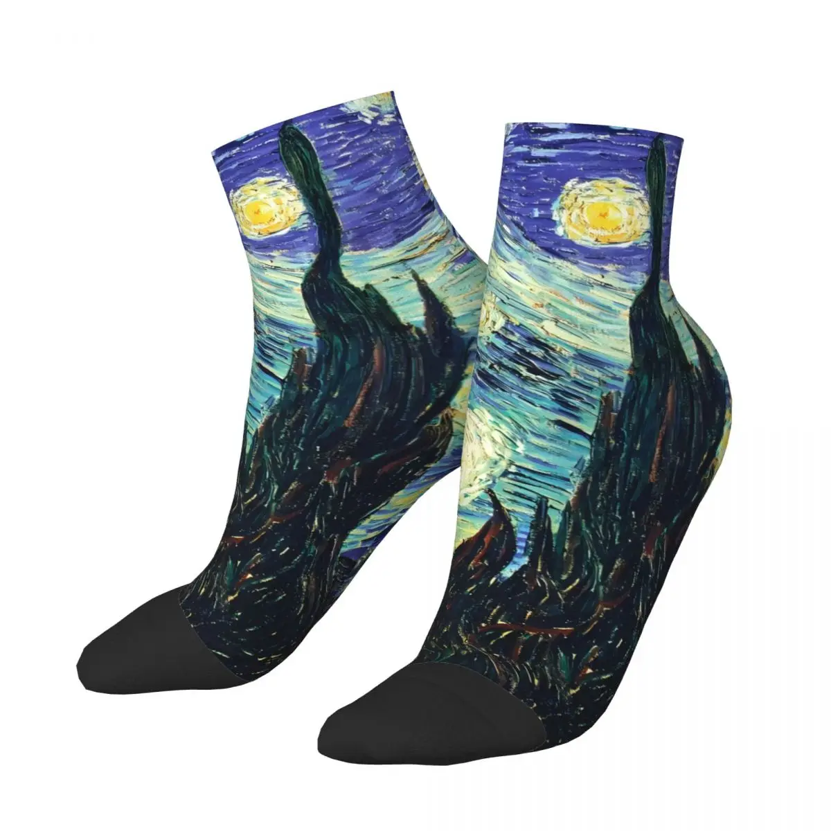 

Abstract Night Oil Painting Printing Van Gogh Oil Painting Ankle Socks Male Mens Women Winter Stockings Harajuku