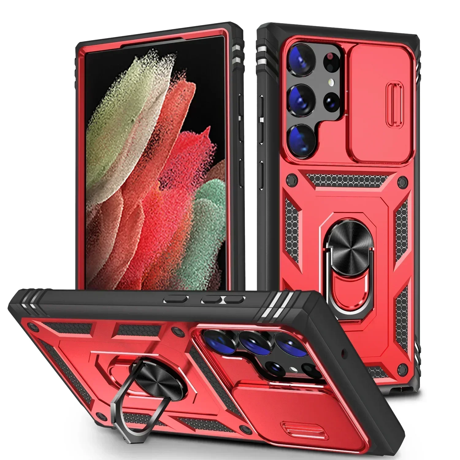 Heavy Duty Shockproof Case with 360° Rotating Kickstand and Camera Protection