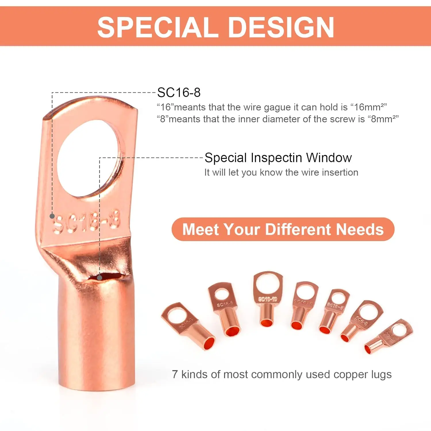 60/100/220pcs Copper Terminal Connectors, AWG 4 6 8 10 12 Ring Lug Kit With Shrink Tubing 50 Battery Cable Lugs With Shrink - 13 - View #5
