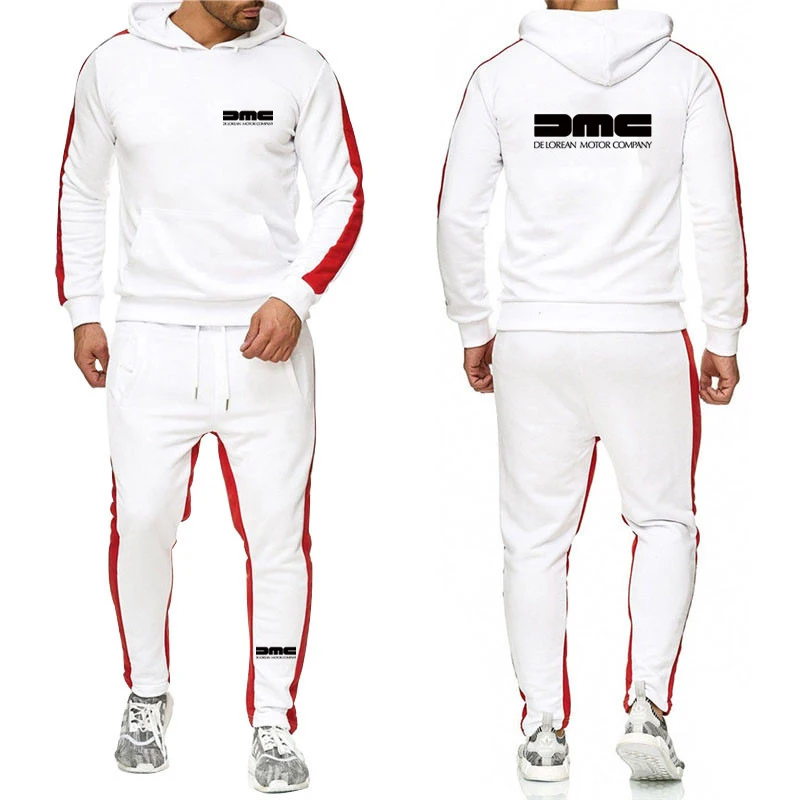 2023 New Men's Delorean Motor Company Printing Fashion Tracksuit Comfortable Sweatshirt+Casual Sweatpants Pullover Hoodie Suit