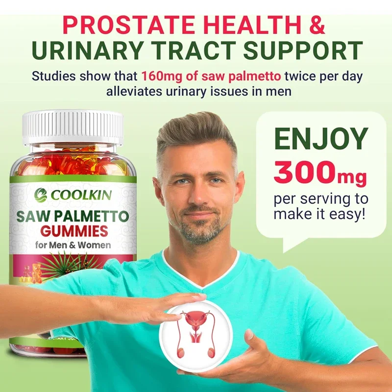 Saw Palmetto Hormone Balance Gummies for Men's Prostate Urinary Tract and Bladder Health Hair Growth
