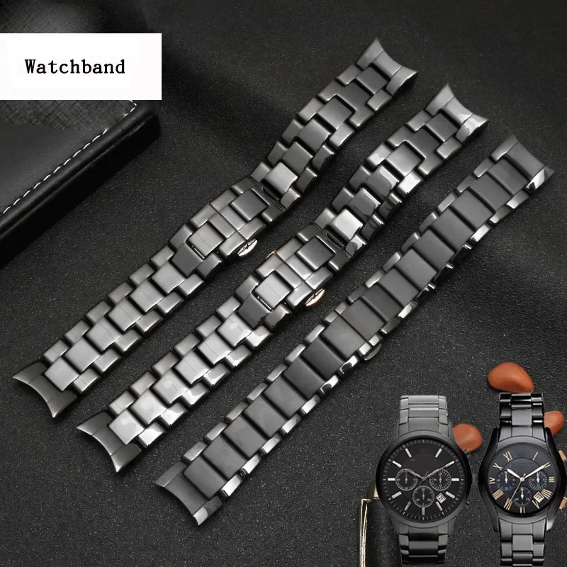 Premium Ceramic Watch Strap with Stainless Steel Butterfly Clasp, High Quality, Available in 22mm and 24mm Sizes