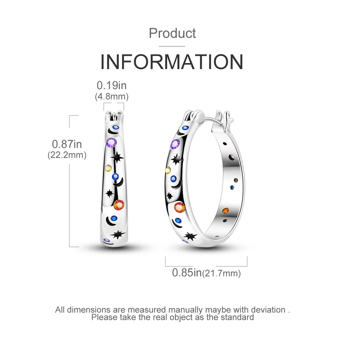 Original 925 Sterling Silver Hoop Earrings Brilliant Starry Sky Earrings For Women Fine Engagement Wedding Birthday Jewelry Gift Image 4