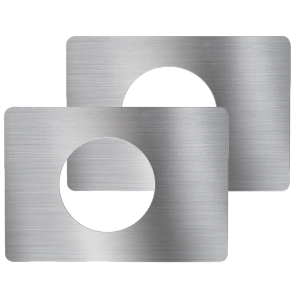 2 Pcs Door Lock Repair Board Leverage Hole Cover Plate Fixed Covers Stainless Steel Kit Kick Front Reinforcement Plates Knob