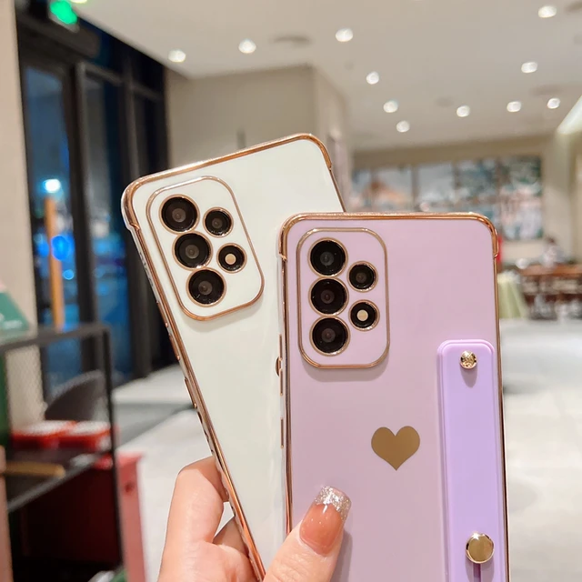 Funda de teléfono de corazón de amor de lujo para Samsung Galaxy A13, A53, A12, A52 S, 4G, 5G, S20 FE, S22, S21 Ultra, S22 Plus, A23, A33, correa de muñeca - Image 4