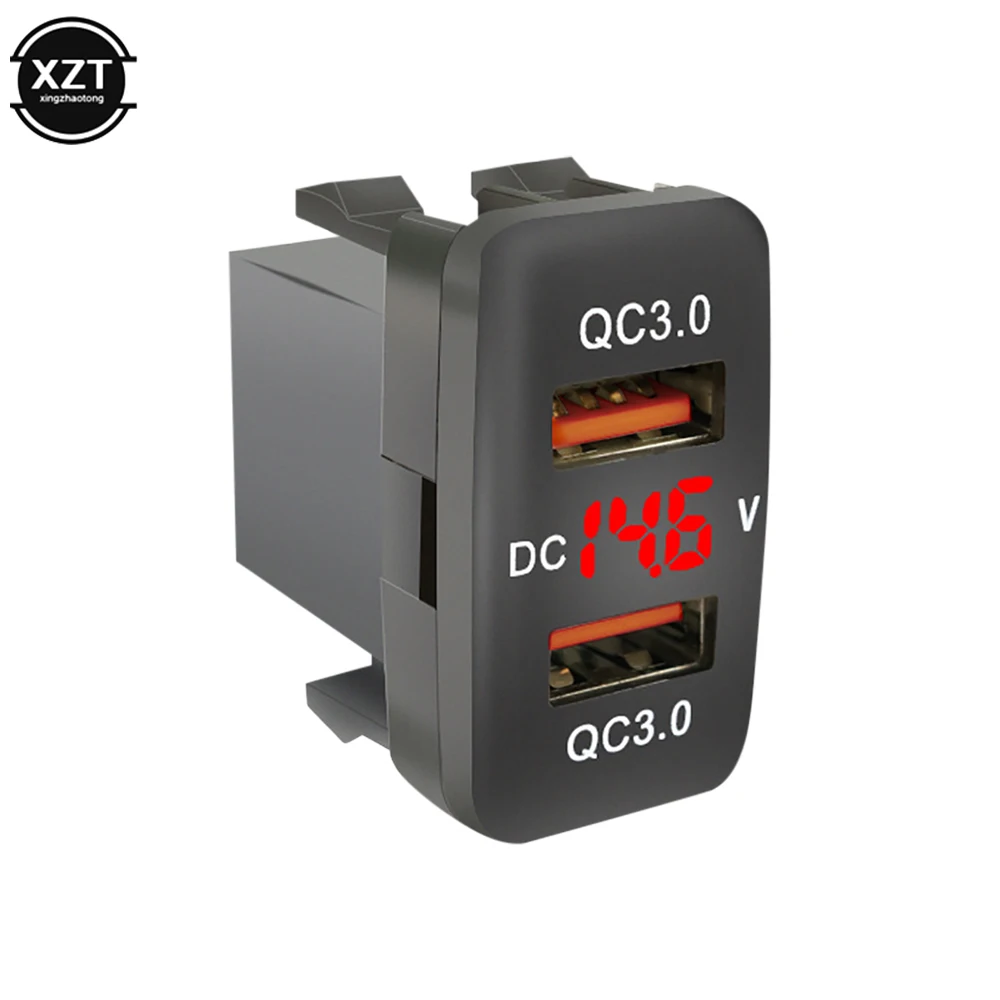 듀얼 QC3.0 급속 충전 USB 자동차 충전기 소켓, 도요타 자동차 액세서리 방수, 전압 디스플레이 전원 어댑터 포함, 12V-24V