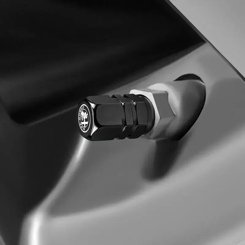 Set of 4 Premium Metal Bolt-In Wheel Tire Valve Caps with Car Emblem