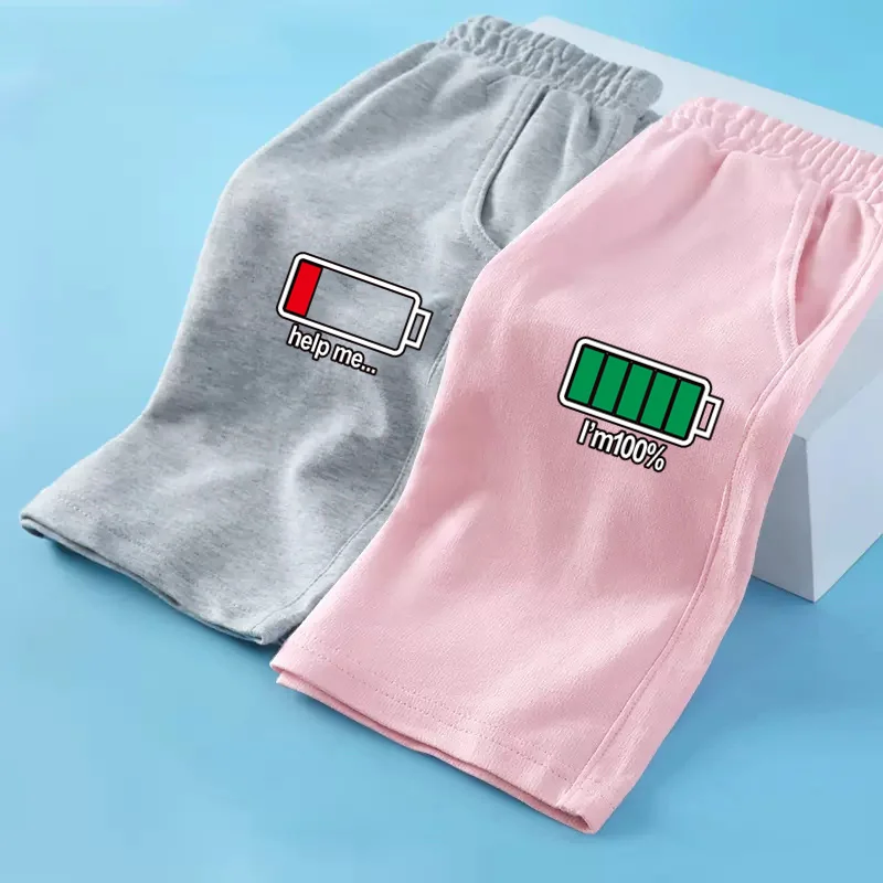 Summer Children Sports Shorts 3-13T for Boys Battery Energy Guard Sweatpants Cotton Print Bottom kids shorts