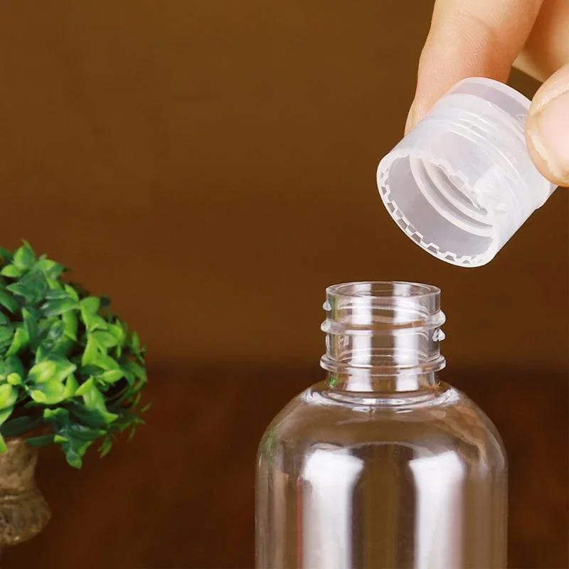 50Pcs Plastic PET Flip Lid Lotion Bottles Clear Cosmetic Shampoo Sample Container Liquid Refillable Bottle Mini Travel Fill Vial