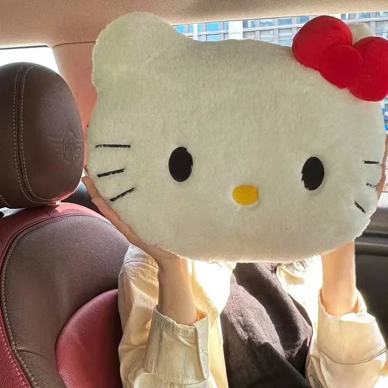 Miniso Anime KT Cat Cute Cartoon Head Plush Pillow Sofa Bedside Cushion Car Cushion Nap Pillow Best Birthday Gifts for Girl 4
