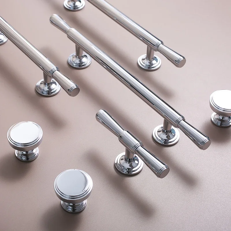 Rose Gold / Silver Cabinet Door Small Handle Pure Copper Kitchen Handles Light Luxury Nordic Knob Furniture Handle