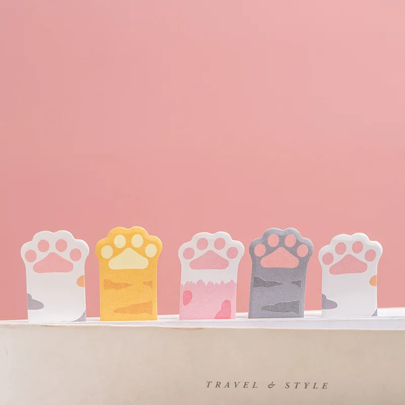Sticky notes kawaii stationery cartoon cat paw memo pad bookmark flags index tab label paper stickers