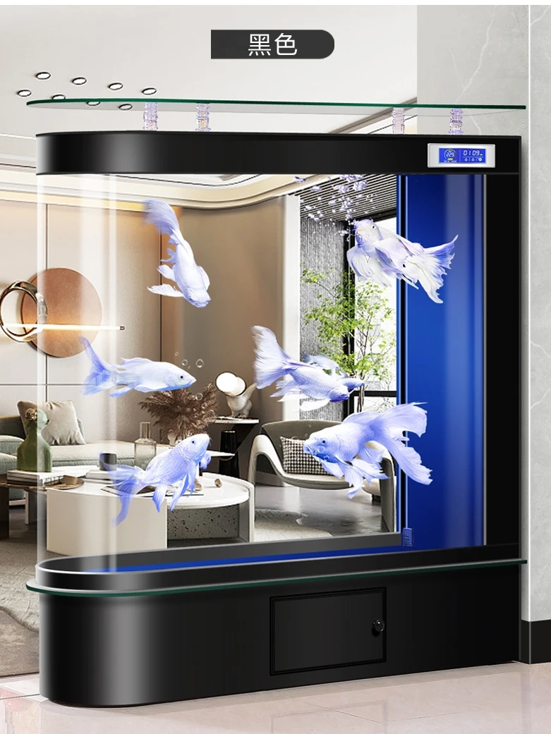 

Fish tank living room floor to ceiling bullet head screen partition New year's aquarium ecological glass goldfish tank