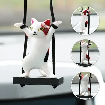 Ciondolo per specchietto retrovisore gatto Ciondolo per auto Ramo creativo Decorazione per interni auto Accessori per auto carini Interni Para Auto