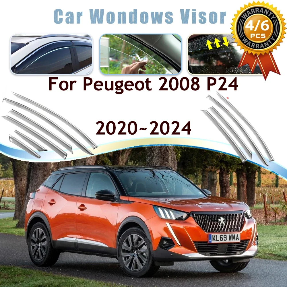Car Window Visor For Peugeot 2008 e2008 P24 2020 2021 2022 2023 2024 Rain  Snow Guard Deflector Windshields Trim Auto Accessories - AliExpress, image size:1000x1000