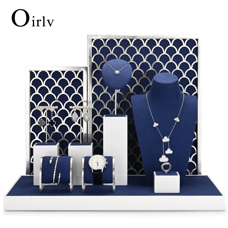 Necklace Earring Mannequin Jewelry Display Stand Blue Jewelry
