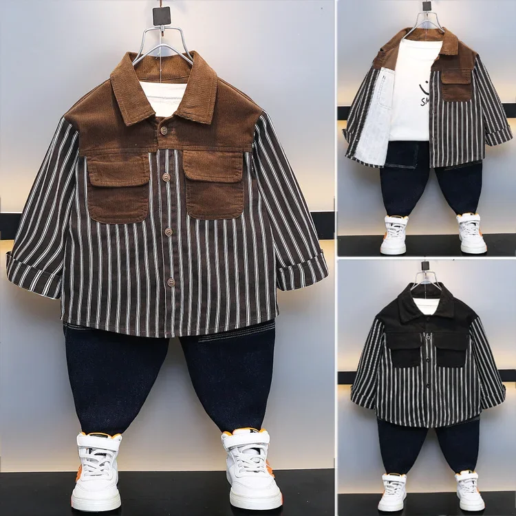 Boys' Casual Shirt Spring Autumn Fashionable Baby Clothes Children's Top Trendy Clothing AE Stock Hot Sale Of The Seas