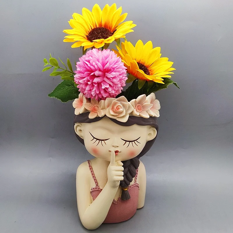 Cute Girl Flowerpot Silicone Mold – Large DIY Resin & Concrete Planter 1