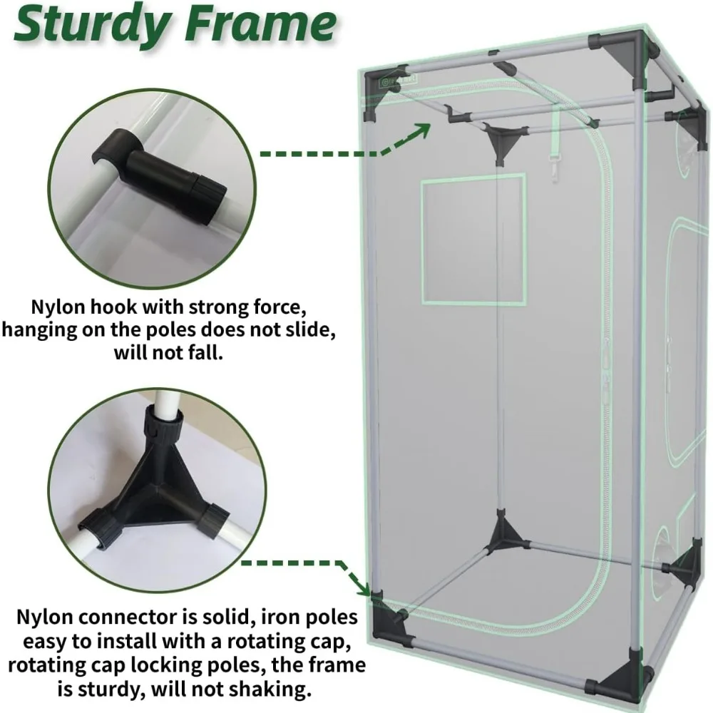 Hydroponic Indoor Planting Tent with Detachable Floor Tray and Tool Kit, Polyester Film, 96 "x 48" X78" 5