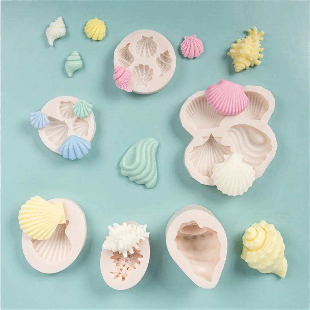 

DIY Silicone Mold Shell Conch Shell Soap Mold Cake Decoration Tool 3D Sugared Cake Chocolate Mold Process Candle Mold