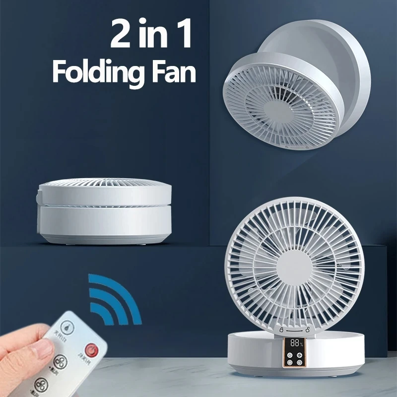 

New USB Portable Electric Fan Wireless Wall Mounted Air Cooler with LED Light Folding Fans Table Desktop Ventilator with Remote