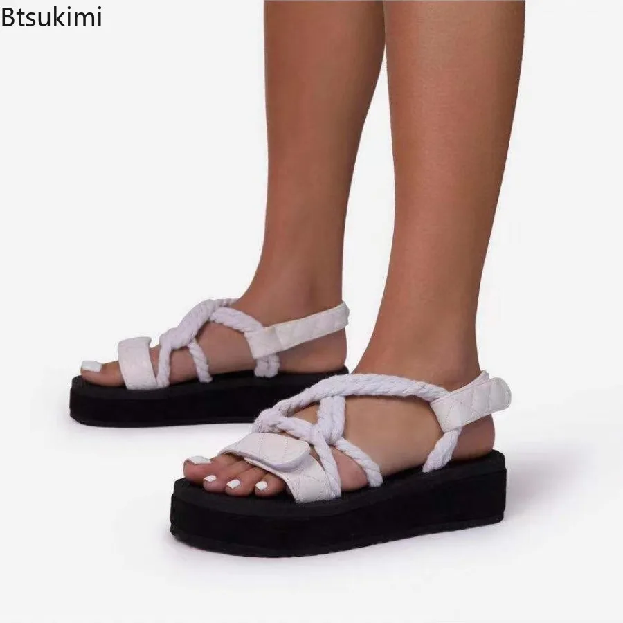 Léto dámská tlustý soled sandály móda kříž popruhy ležérní platforma boty dámy lehoučké pláž sandály cestička obuv