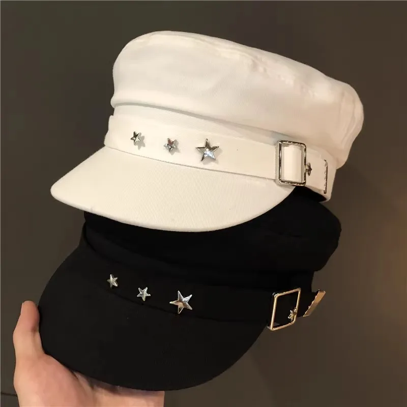 

Fashion British Women's Berets Autumn Winter Retro Casquette Vintage Navy Artist Caps Lady Newsboy Hats Stars Korean Cotton Cap