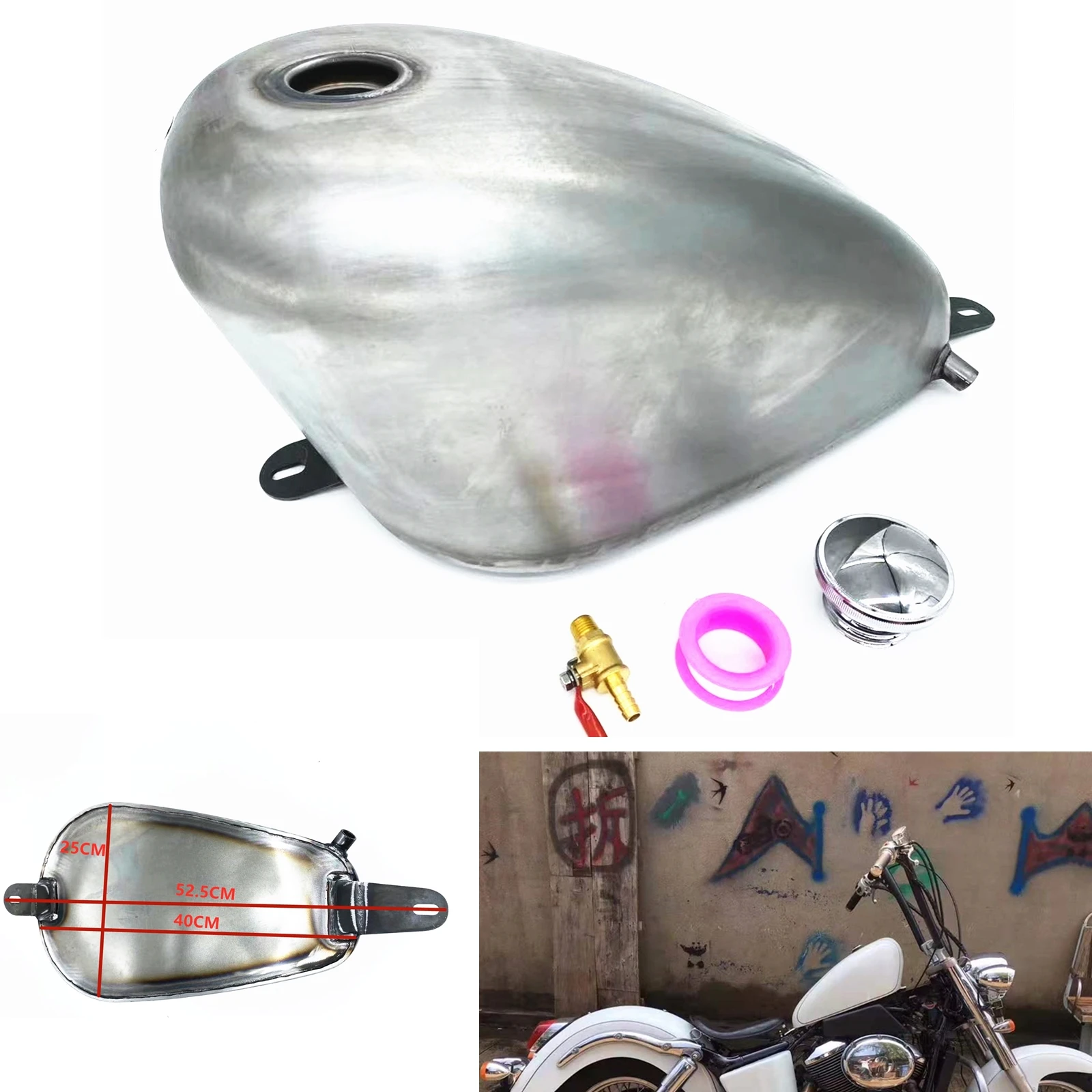 

Бензиновый бензиновый топливный бак для Honda Shadow Classic 400 винтажный Мотоциклетный Бак ручной работы для мотоцикла с крышкой