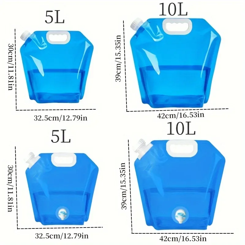 Description Picture 4 of item1pc Portable Leak-Proof Large-Capacity Folding Outdoor Water Bag With Faucet And Plastic Bucket For Mountaineering And Camping