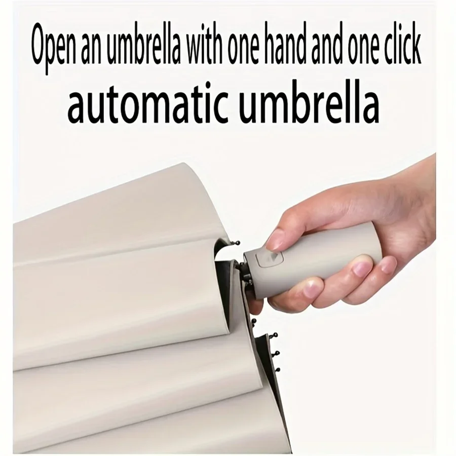 12 Bone Black Glue Fully Automatic Umbrella With Thick And Durable Keel Three Fold Umbrella UV Resistant Folding