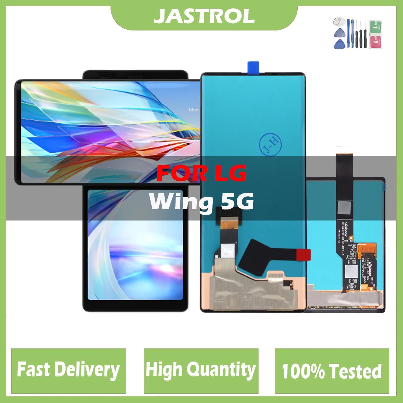 Lcd Originale Per Lg Wing 5G Lmf100N Lm-F100N Lm-F100V F100Tmk Lm-F100 F100N F100 Display Touch Screen Digitizer Panel Assembly